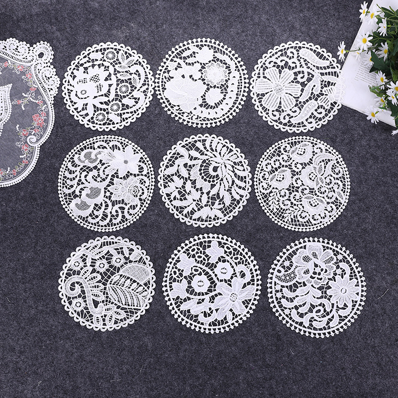 Lace Nordic Instagram Style Heat Insulation Decorative Pad Coffee Cup Mat Korean Fabric Craft Embroidered round Coaster Factory Direct Supply