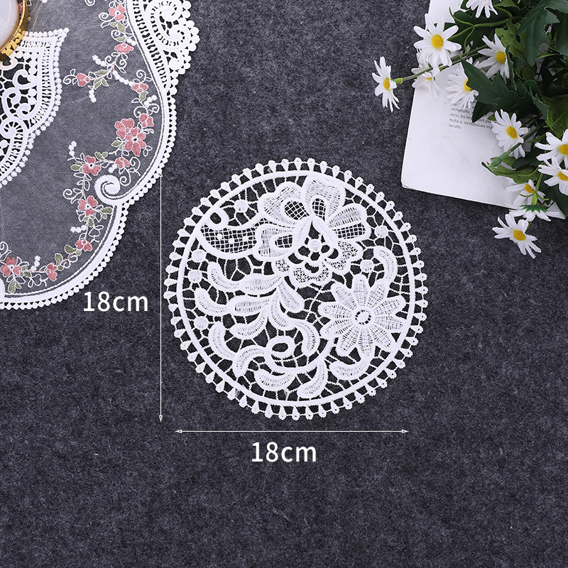 Lace Nordic Instagram Style Heat Insulation Decorative Pad Coffee Cup Mat Korean Fabric Craft Embroidered round Coaster Factory Direct Supply