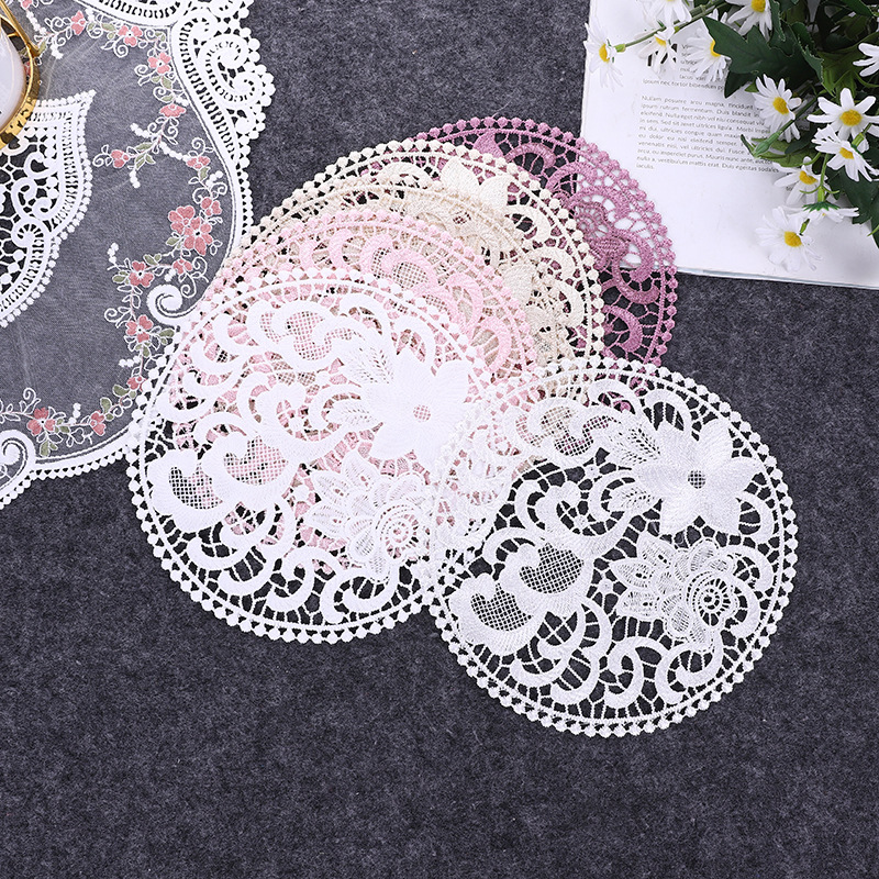 Lace Nordic Instagram Style Heat Insulation Decorative Pad Coffee Cup Mat Korean Fabric Craft Embroidered round Coaster Factory Direct Supply Lace Nordic Instagram Style Heat Insulation Decorative Pad Coffee Cup Mat Korean Fabric Craft Embroidered round Coaster Factory Direct Supply