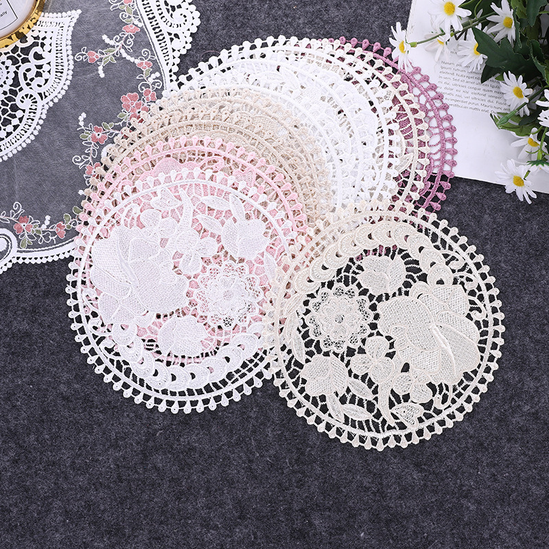 Lace Nordic Instagram Style Heat Insulation Decorative Pad Coffee Cup Mat Korean Fabric Craft Embroidered round Coaster Factory Direct Supply Lace Nordic Instagram Style Heat Insulation Decorative Pad Coffee Cup Mat Korean Fabric Craft Embroidered round Coaster Factory Direct Supply