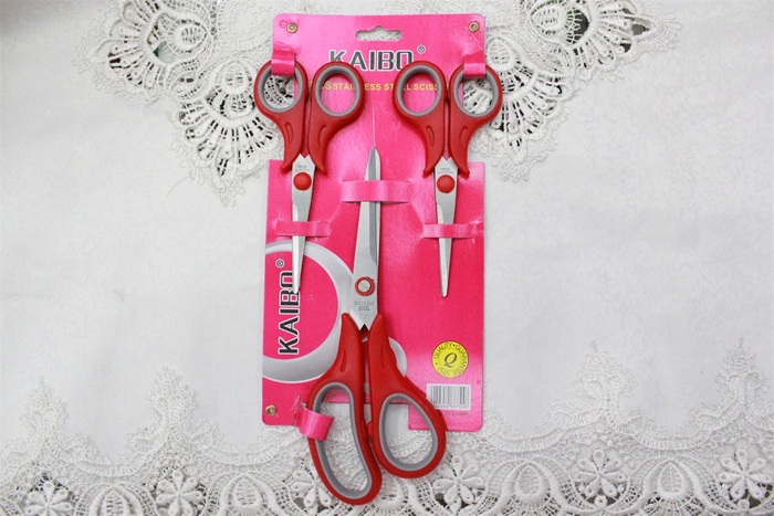 KAIBO5690-1-3pc color stainless steel scissor and Rubber scissors or Duck scissors KAIBO5690-1-3pc color stainless steel scissor and Rubber scissors or Duck scissors