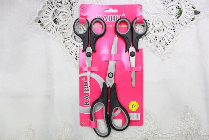 KAIBO5690-1-3pc color stainless steel scissor and Rubber scissors or Duck scissors KAIBO5690-1-3pc color stainless steel scissor and Rubber scissors or Duck scissors