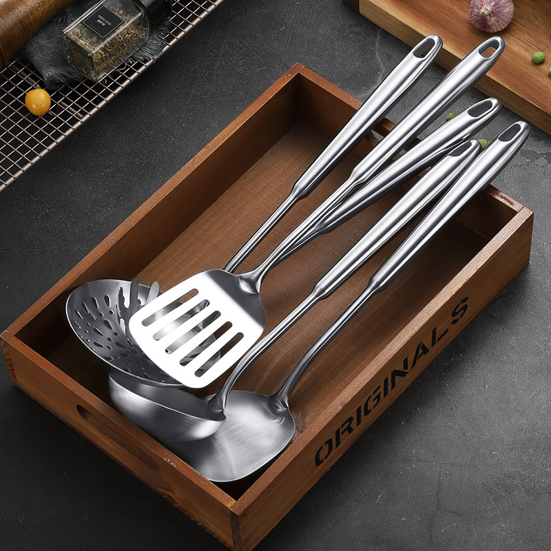 Household Kitchen 304 Shovel Five-Piece Kitchen Ware Set Stainless Steel Spatula Cooking Ladel Complete Cookware Set