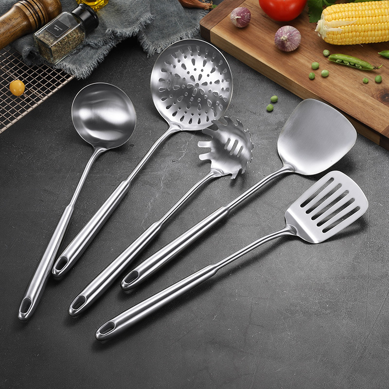 Household Kitchen 304 Shovel Five-Piece Kitchen Ware Set Stainless Steel Spatula Cooking Ladel Complete Cookware Set