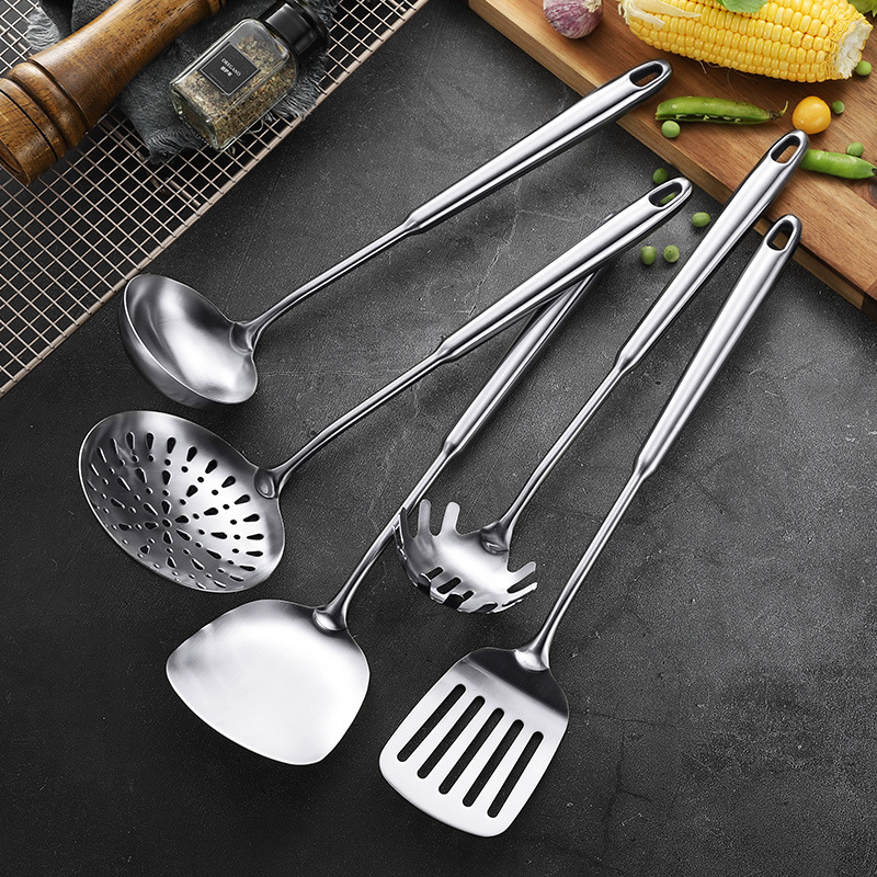 Household Kitchen 304 Shovel Five-Piece Kitchen Ware Set Stainless Steel Spatula Cooking Ladel Complete Cookware Set