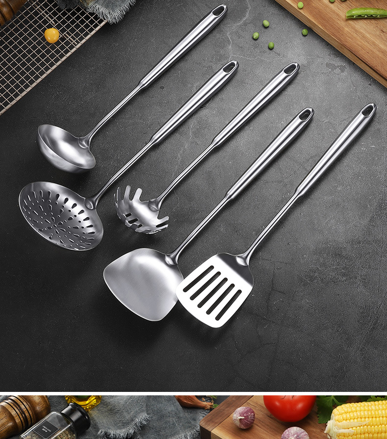 Household Kitchen 304 Shovel Five-Piece Kitchen Ware Set Stainless Steel Spatula Cooking Ladel Complete Cookware Set Household Kitchen 304 Shovel Five-Piece Kitchen Ware Set Stainless Steel Spatula Cooking Ladel Complete Cookware Set