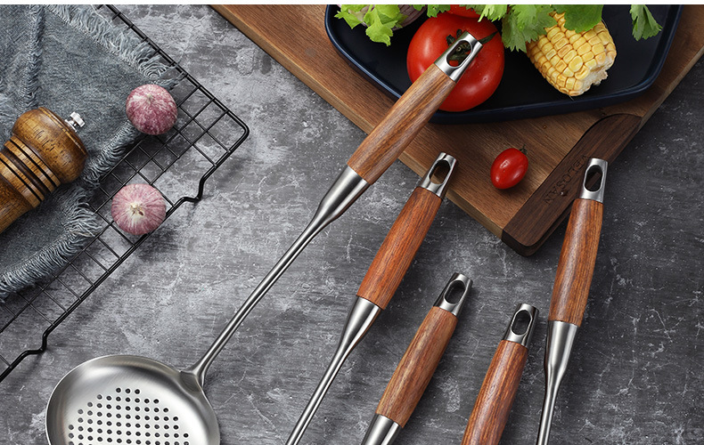 Jieyang 304 Stainless Steel Rosewood Spatula Spatula Kitchen Cooking Spoon And Shovel Kitchenware Set Soup Spoon And Strainer Jieyang 304 Stainless Steel Rosewood Spatula Spatula Kitchen Cooking Spoon And Shovel Kitchenware Set Soup Spoon And Strainer