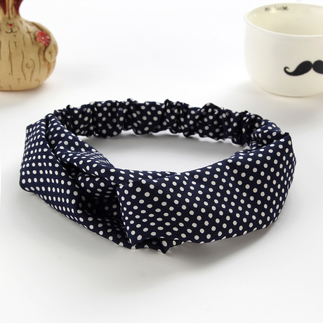 Hot-selling Korean version of the classic fresh small dot hair band Joker Wave dot printing middle fork hair band Spot wholesale
