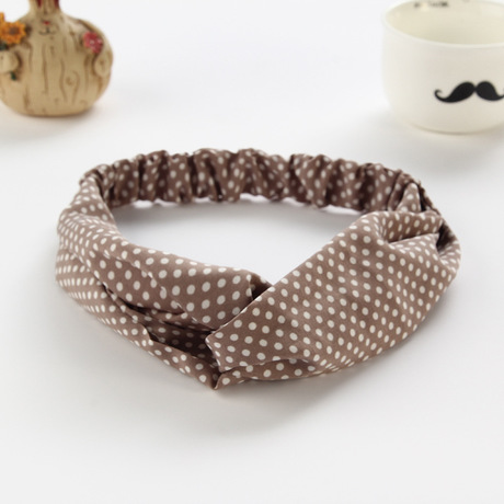 Hot-selling Korean version of the classic fresh small dot hair band Joker Wave dot printing middle fork hair band Spot wholesale