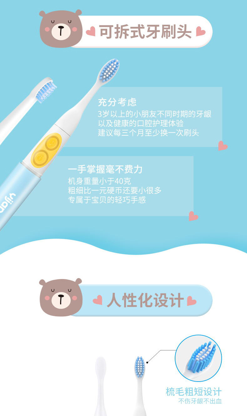 Best-Seller on Douyin Yijan Children's Electric Toothbrush Music Sound Wave 3-6-12 Years Old Toddler and Baby Soft Hair Love Brushing