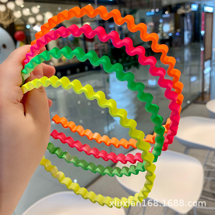 Fluorescent Color Headband South Korea Dongdaemun Matte Simple Curved Wave Hair Band Trending Girl Thin Hair Pin