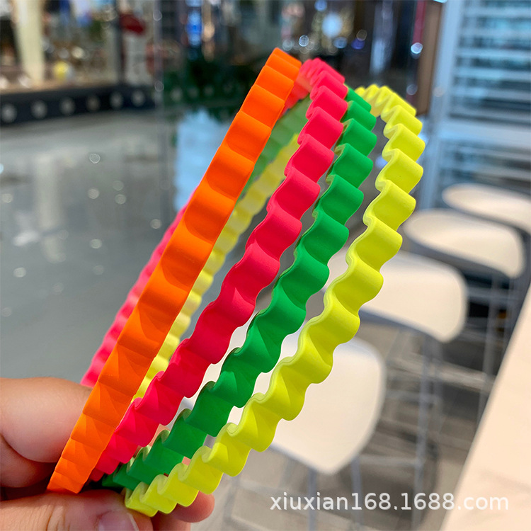 Fluorescent Color Headband South Korea Dongdaemun Matte Simple Curved Wave Hair Band Trending Girl Thin Hair Pin