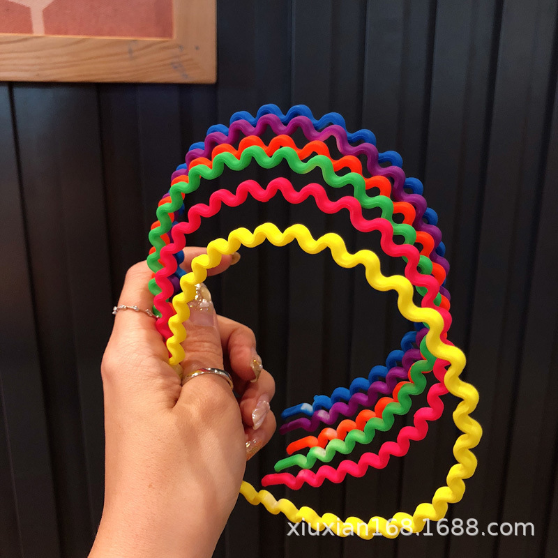 Fluorescent Color Headband South Korea Dongdaemun Matte Simple Curved Wave Hair Band Trending Girl Thin Hair Pin
