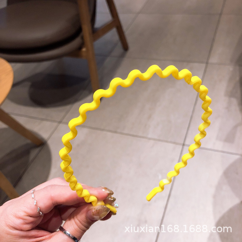 Fluorescent Color Headband South Korea Dongdaemun Matte Simple Curved Wave Hair Band Trending Girl Thin Hair Pin
