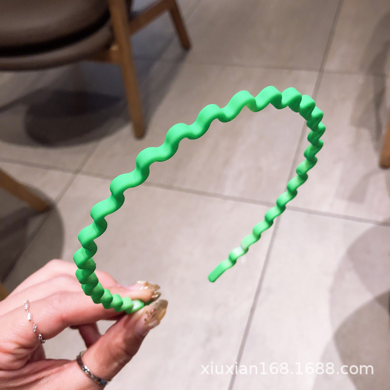 Fluorescent Color Headband South Korea Dongdaemun Matte Simple Curved Wave Hair Band Trending Girl Thin Hair Pin