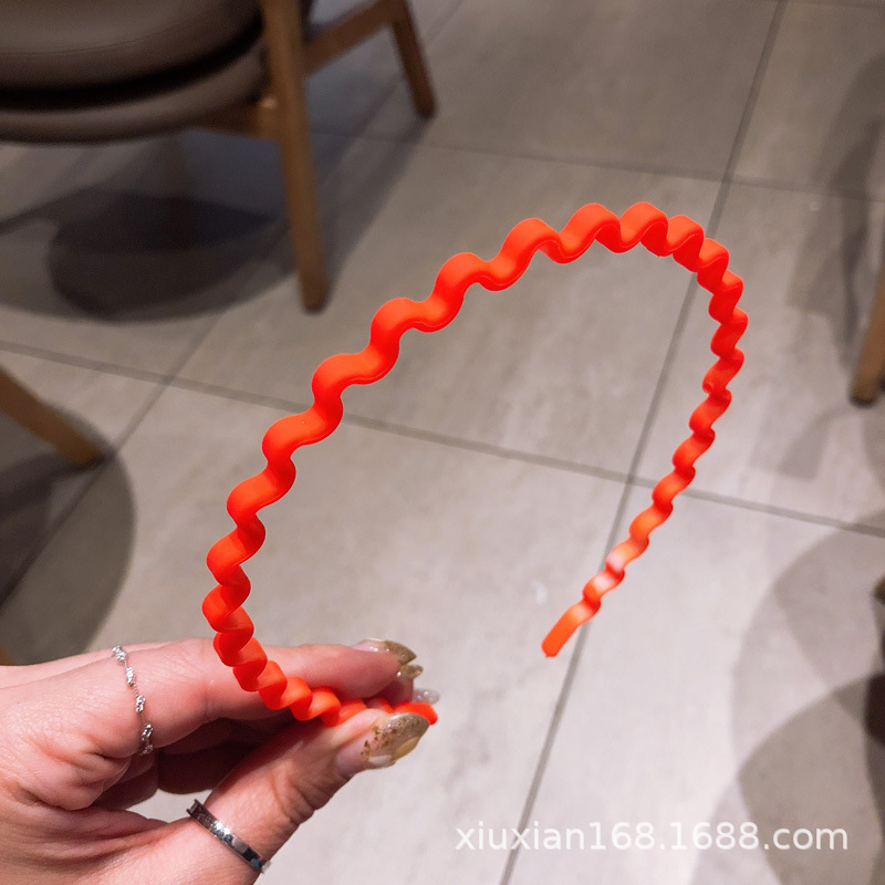Fluorescent Color Headband South Korea Dongdaemun Matte Simple Curved Wave Hair Band Trending Girl Thin Hair Pin