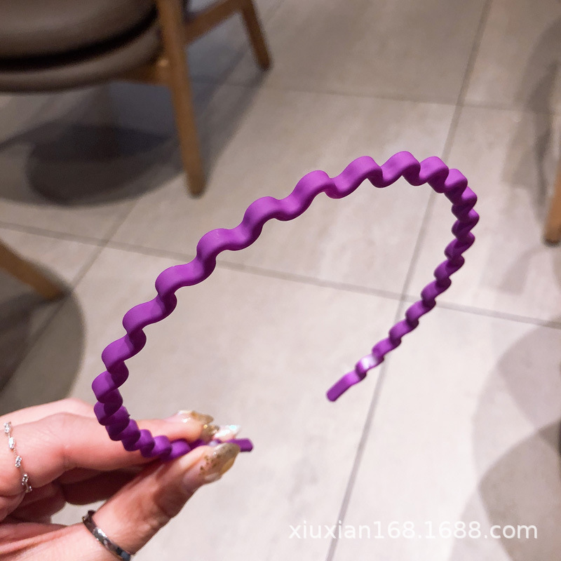 Fluorescent Color Headband South Korea Dongdaemun Matte Simple Curved Wave Hair Band Trending Girl Thin Hair Pin