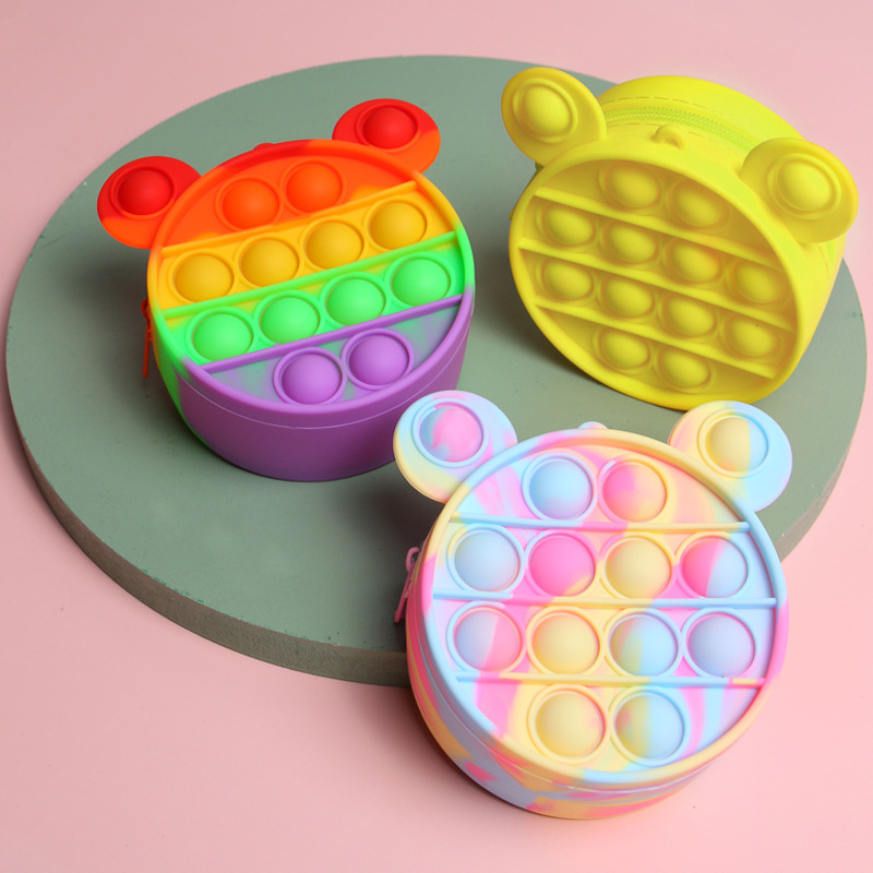 Amazon Hot Deratization Pioneer Silicone Coin Purse Keychain Pendant Decompression Squeezing Toy Storage Bag Wholesale