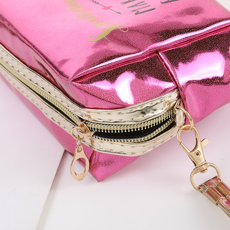 Creative Laser Red Lips Printed Cosmetic Bag Korean Style Graceful and Fashionable Cosmetics Storage Bag Travel Portable Toiletry Bag