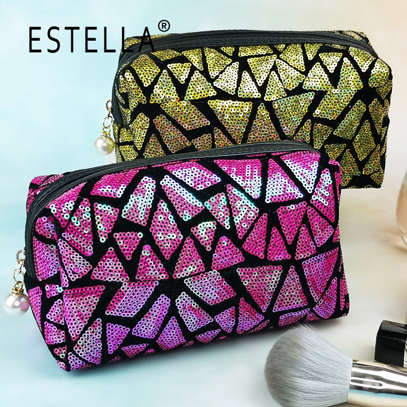 New Square Geometric Pattern Korean Style Octagonal Cosmetic Bag Colorful Sequins Large Capacity Storage Bag Customization New Square Geometric Pattern Korean Style Octagonal Cosmetic Bag Colorful Sequins Large Capacity Storage Bag Customization