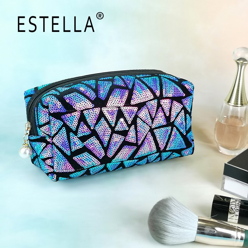 New Square Geometric Pattern Korean Style Octagonal Cosmetic Bag Colorful Sequins Large Capacity Storage Bag Customization New Square Geometric Pattern Korean Style Octagonal Cosmetic Bag Colorful Sequins Large Capacity Storage Bag Customization