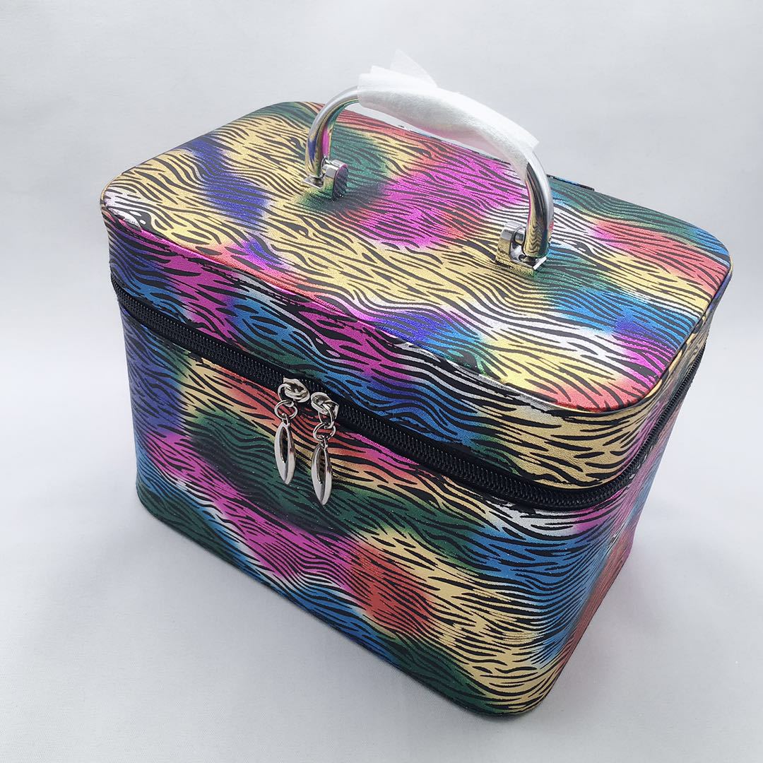 Factory Direct Sales Multifunctional Fish Scale Laser Square Cosmetic Case Three-Piece Portable Cosmetic Bag Waterproof Storage Bag