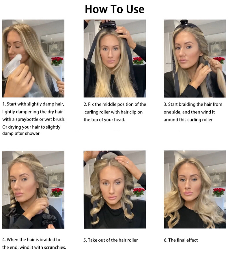Cross-Border Amazon Hot Sale Foam Hair Curler Lazy Hair Curler No Heat Big Wave Curly Hair Suit in Stock Wholesale