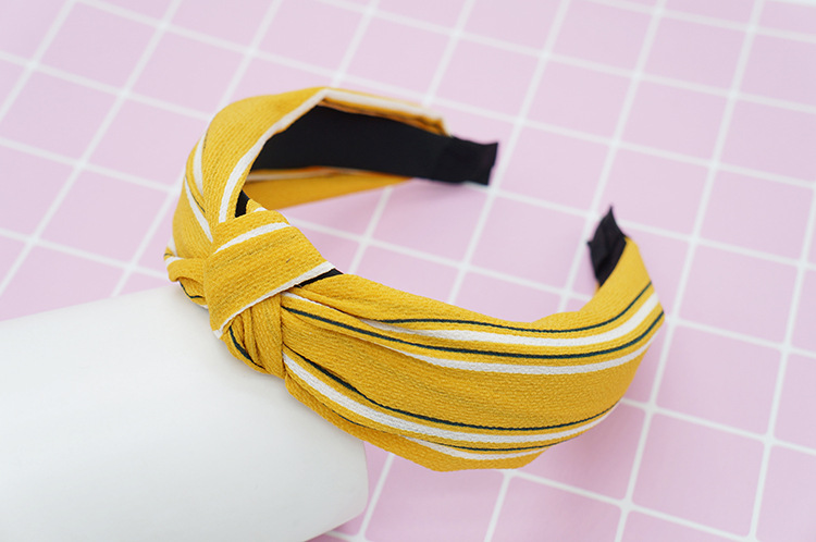 New cloth art wave point hair decoration Korean version of women's solid color cross print tie stripe wide edge bowknot hair hoops