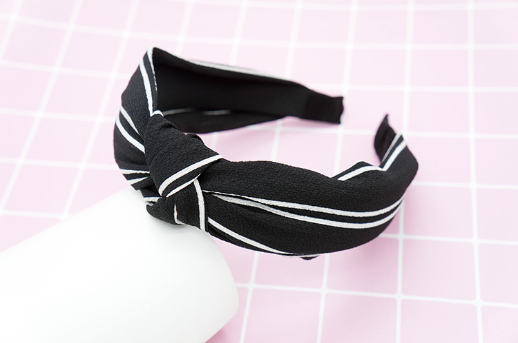 New cloth art wave point hair decoration Korean version of women's solid color cross print tie stripe wide edge bowknot hair hoops