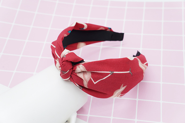 New cloth art wave point hair decoration Korean version of women's solid color cross print tie stripe wide edge bowknot hair hoops