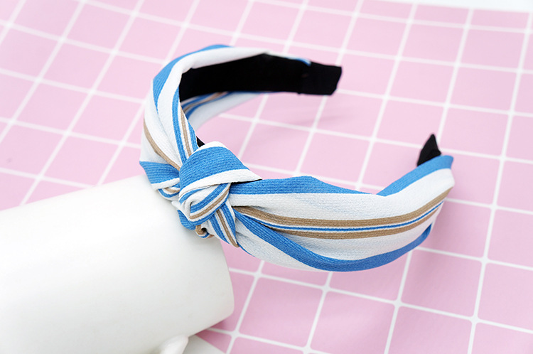 New cloth art wave point hair decoration Korean version of women's solid color cross print tie stripe wide edge bowknot hair hoops