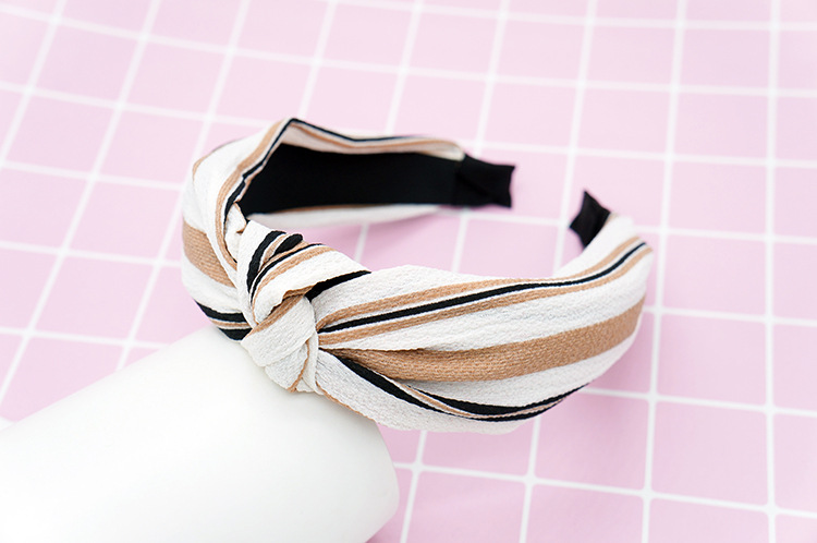 New cloth art wave point hair decoration Korean version of women's solid color cross print tie stripe wide edge bowknot hair hoops