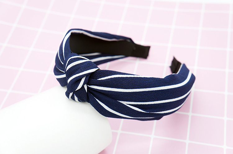 New cloth art wave point hair decoration Korean version of women's solid color cross print tie stripe wide edge bowknot hair hoops
