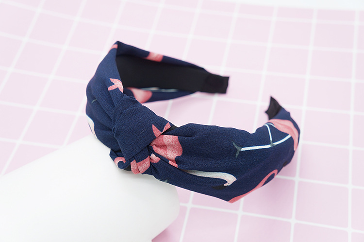 New cloth art wave point hair decoration Korean version of women's solid color cross print tie stripe wide edge bowknot hair hoops