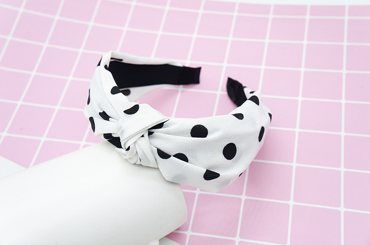 New cloth art wave point hair decoration Korean version of women's solid color cross print tie stripe wide edge bowknot hair hoops