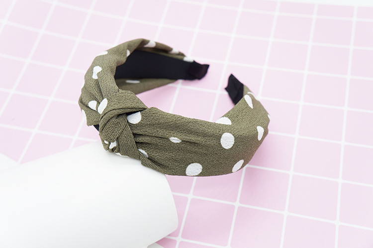 New cloth art wave point hair decoration Korean version of women's solid color cross print tie stripe wide edge bowknot hair hoops