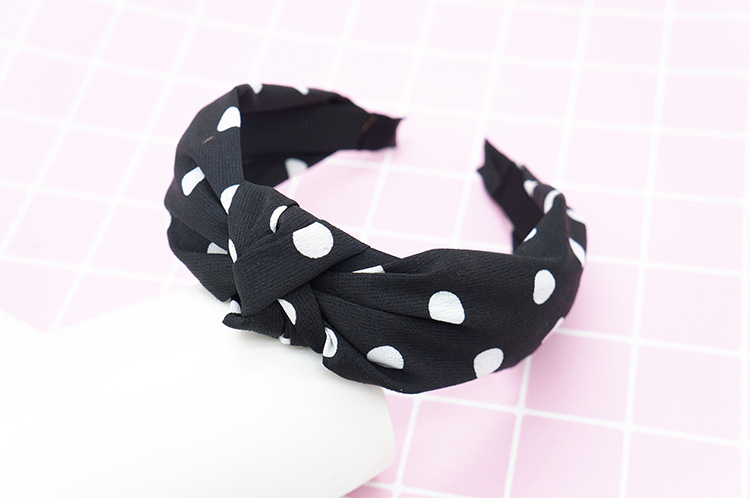 New cloth art wave point hair decoration Korean version of women's solid color cross print tie stripe wide edge bowknot hair hoops