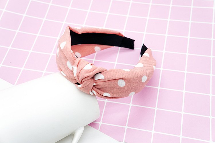 New cloth art wave point hair decoration Korean version of women's solid color cross print tie stripe wide edge bowknot hair hoops