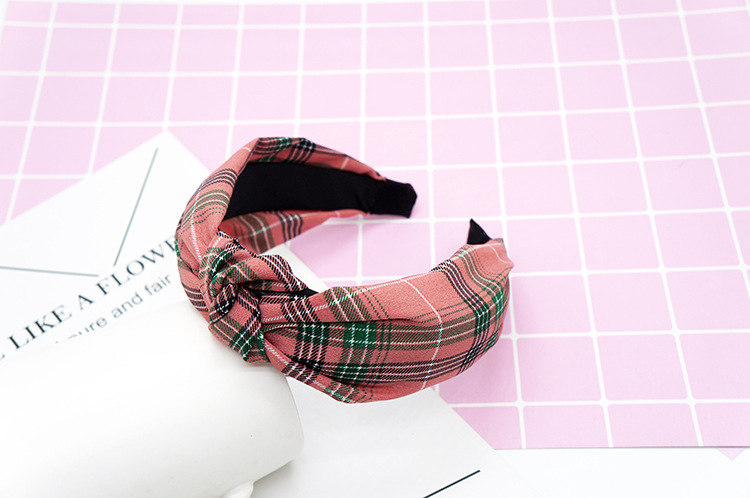 New cloth art wave point hair decoration Korean version of women's solid color cross print tie stripe wide edge bowknot hair hoops