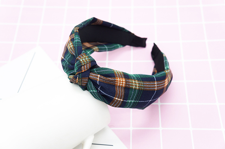 New cloth art wave point hair decoration Korean version of women's solid color cross print tie stripe wide edge bowknot hair hoops