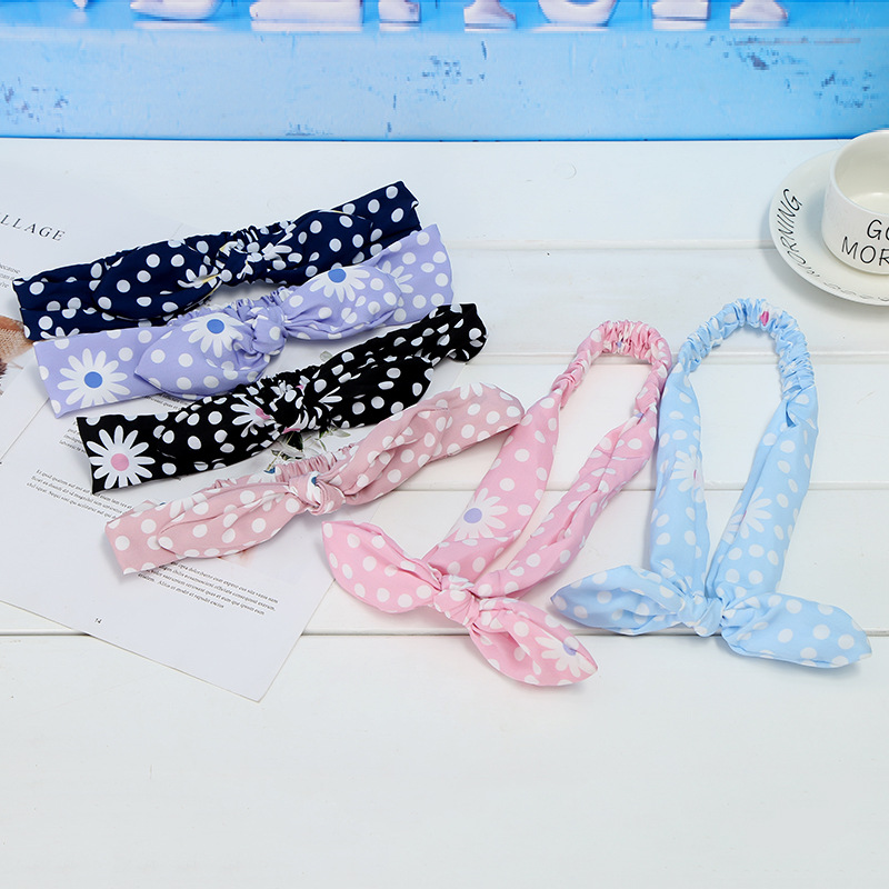 The 2018 summer new hair belt girl&#039;s headdress lovely wave point hair hoop bow-tie fabric jewelry one acting hair