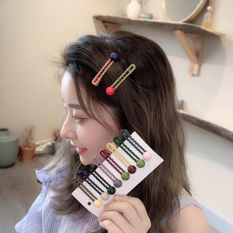 Mohadi color system wave love color half ball duck can clip mouth wave alloy hair blue contrast color one word clip side clip hair accessories