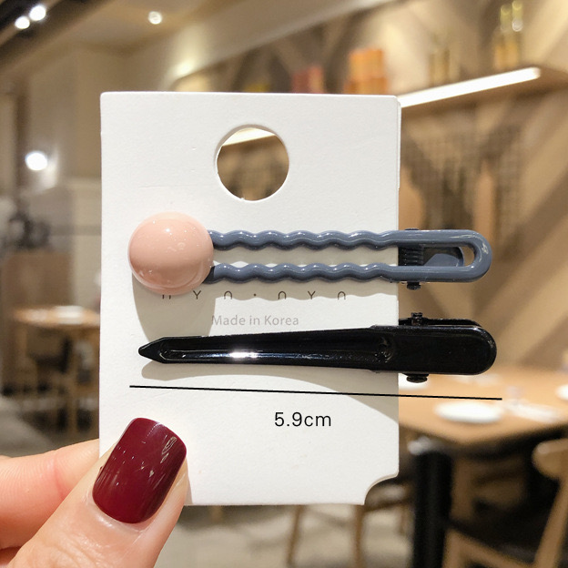 Mohadi color system wave love color half ball duck can clip mouth wave alloy hair blue contrast color one word clip side clip hair accessories