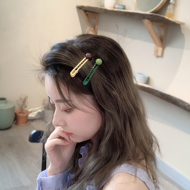 Mohadi color system wave love color half ball duck can clip mouth wave alloy hair blue contrast color one word clip side clip hair accessories