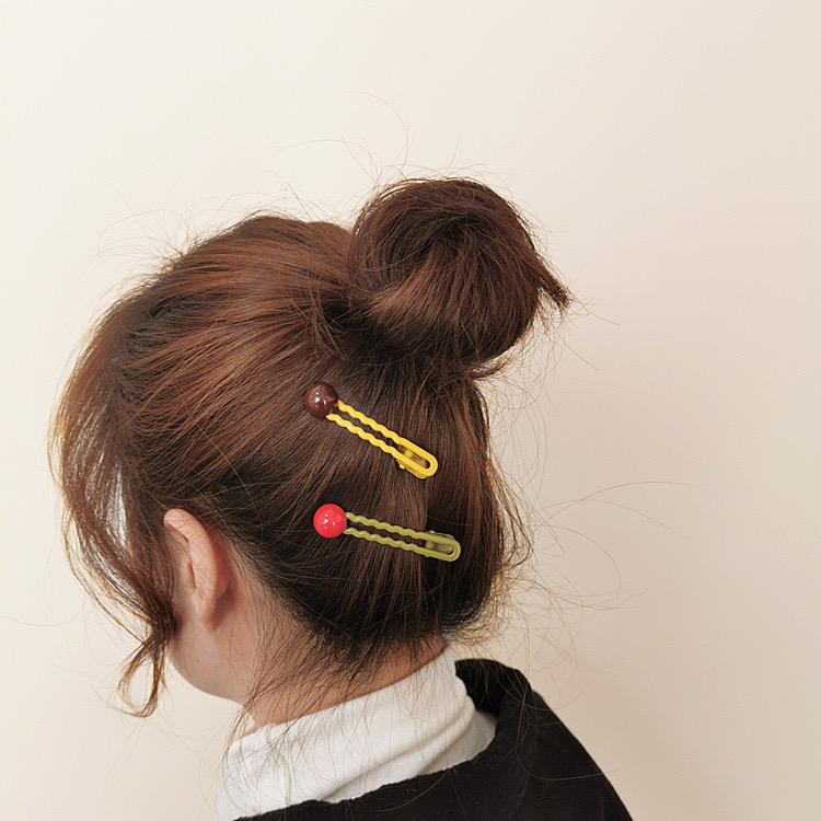 Mohadi color system wave love color half ball duck can clip mouth wave alloy hair blue contrast color one word clip side clip hair accessories