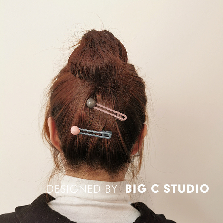 Mohadi color system wave love color half ball duck can clip mouth wave alloy hair blue contrast color one word clip side clip hair accessories