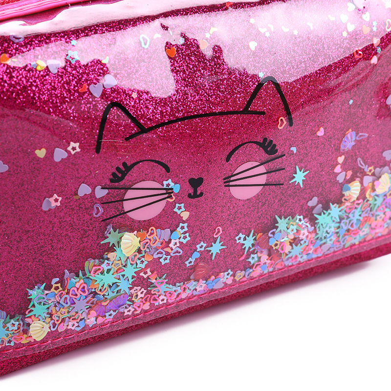 Cross-Border Cat Letter Printing Laser Cosmetic Bag Sequin Stitching PVC Quicksand Cosmetic Bag Logo Storage Bag Cross-Border Cat Letter Printing Laser Cosmetic Bag Sequin Stitching PVC Quicksand Cosmetic Bag Logo Storage Bag