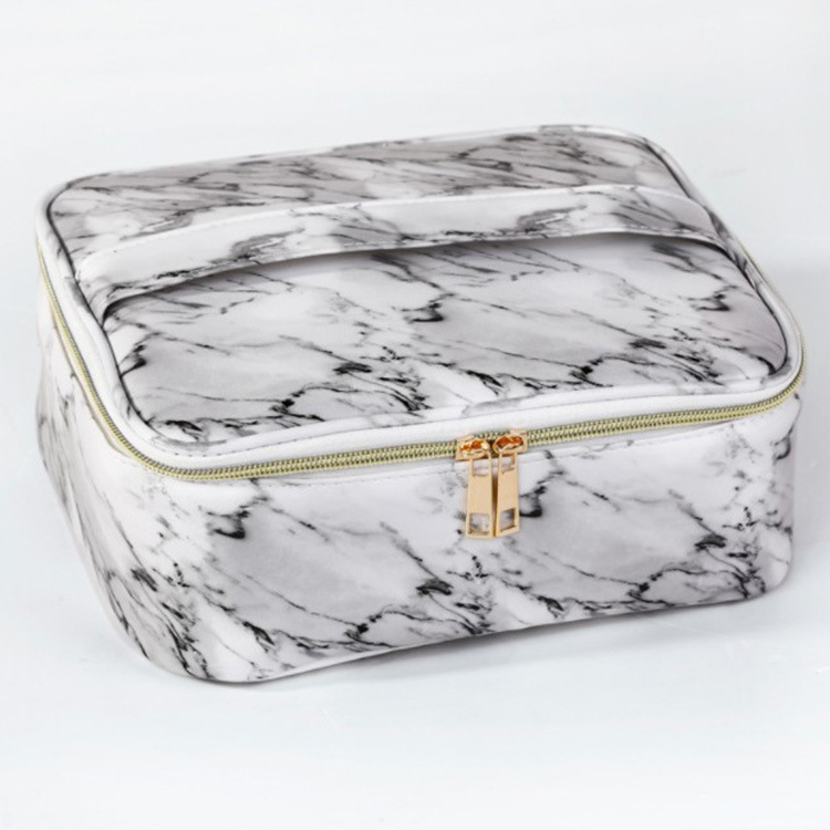 Creative Pu Marbling Cosmetic Bag Portable Large Capacity Storage Bag Travel Supplies Waterproof Wash Bag