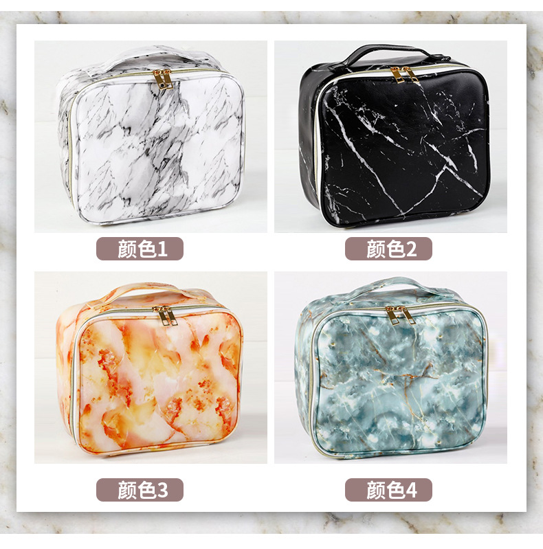 Creative Pu Marbling Cosmetic Bag Portable Large Capacity Storage Bag Travel Supplies Waterproof Wash Bag