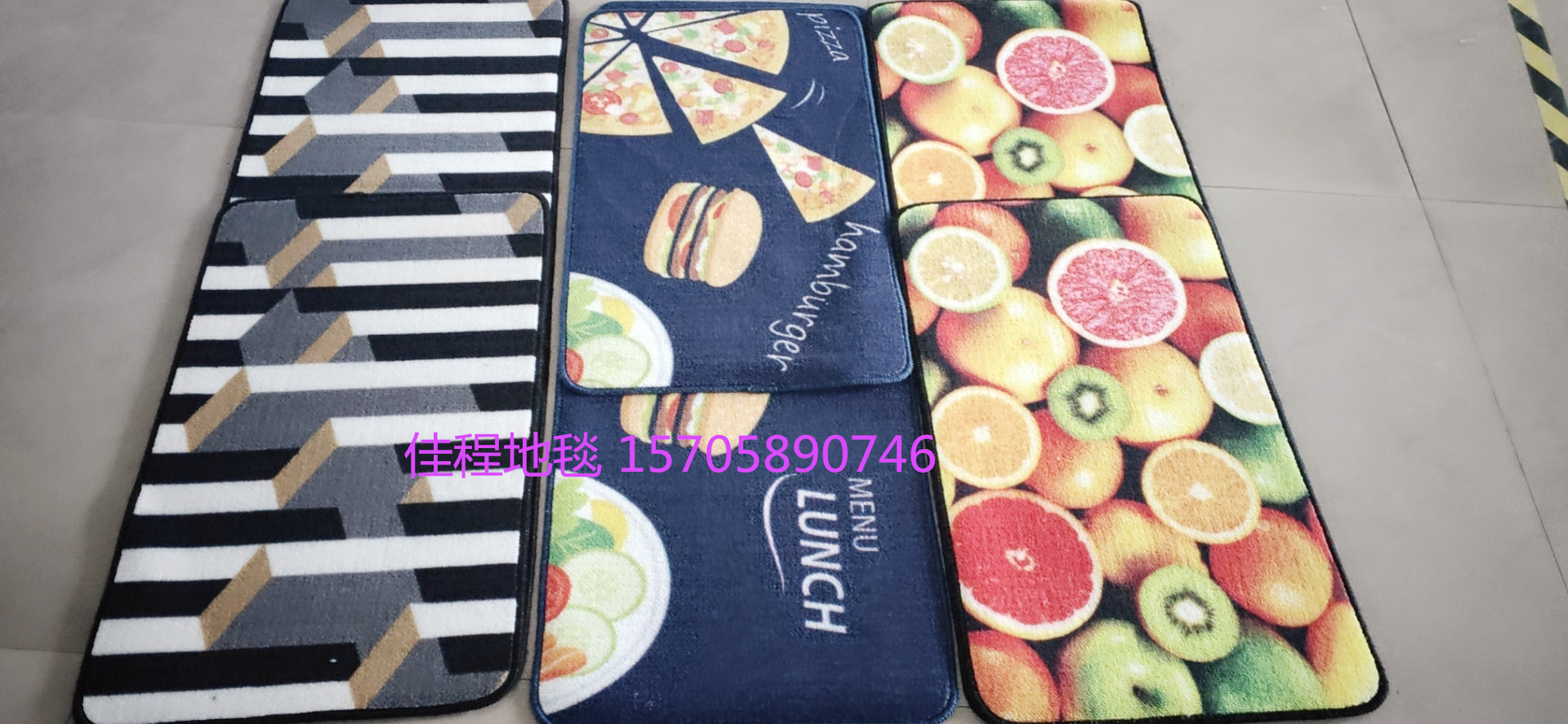TPR Velvet Printed Kitchen 2-Piece Kitchen Combination Floor Mat Non-Slip Mat HD Printing Pad Kitchen Floor Mat